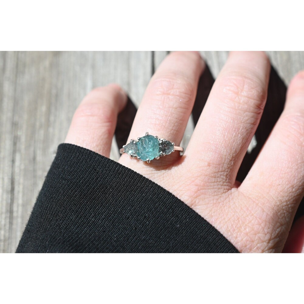 Raw Sapphire Ring, Rough Diamond Engagement Ring, Uncut Diamond Ring, Montana Sa